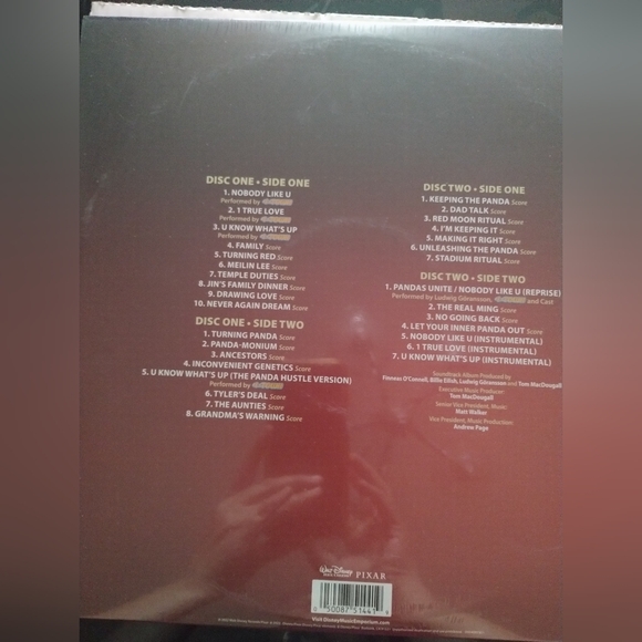 Disney Turing Red Movie Soundtrack Exclusive Red Vinyl - Picture 3 of 3